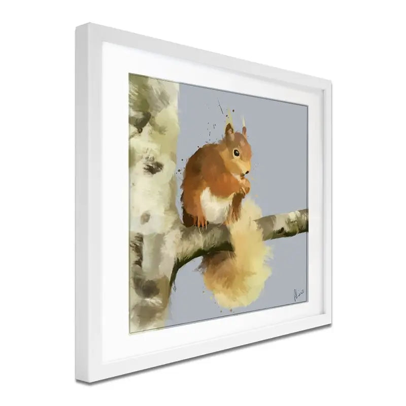 Squirrel On A Branch Framed Art Print