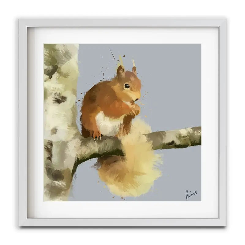 Squirrel On A Branch Framed Art Print