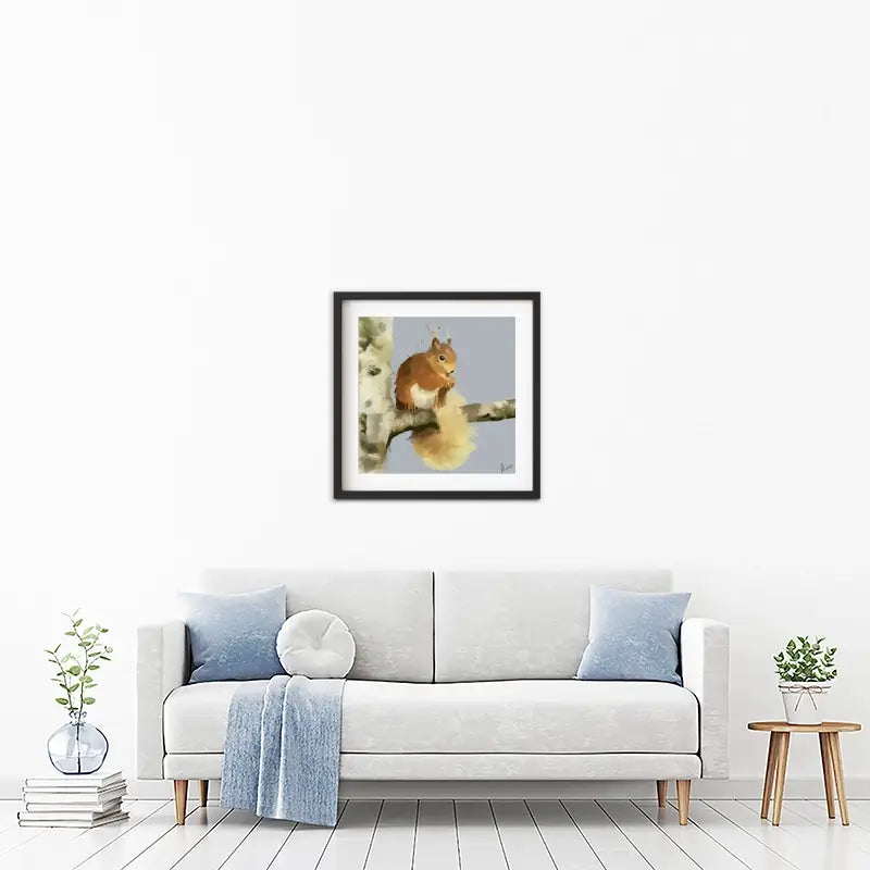 Squirrel On A Branch Framed Art Print