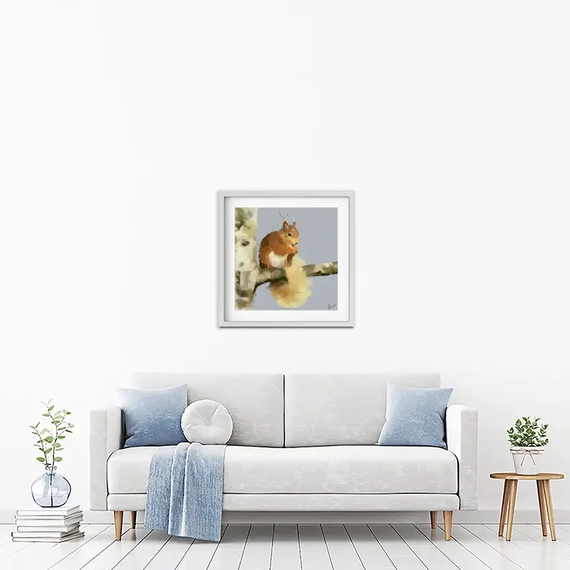 Squirrel On A Branch Framed Art Print