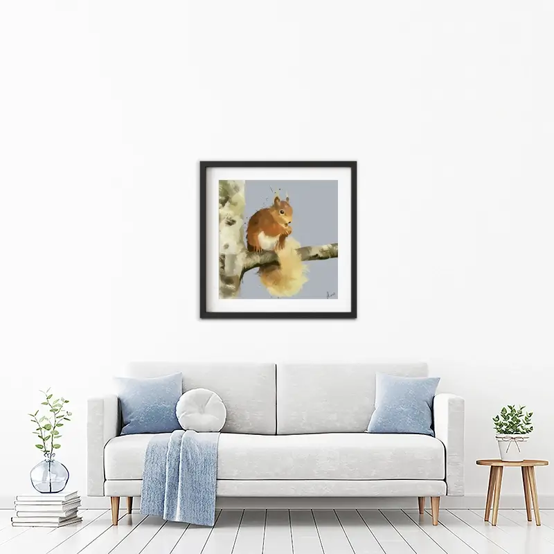 Squirrel On A Branch Framed Art Print