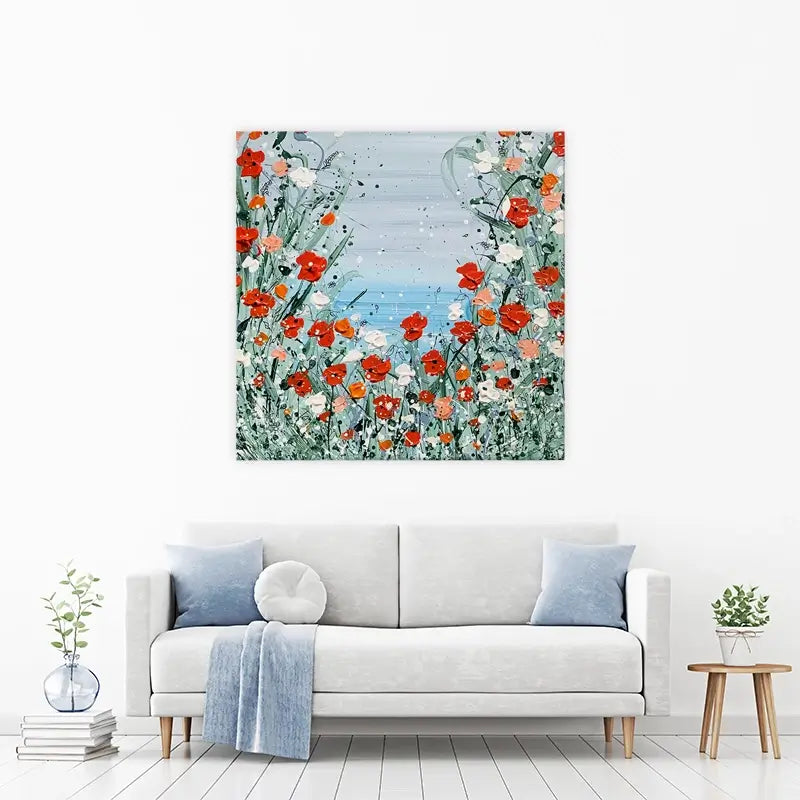 Poppies By The Sea Canvas Print