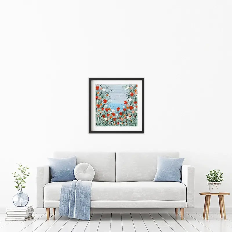 Poppies By The Sea Framed Art Print