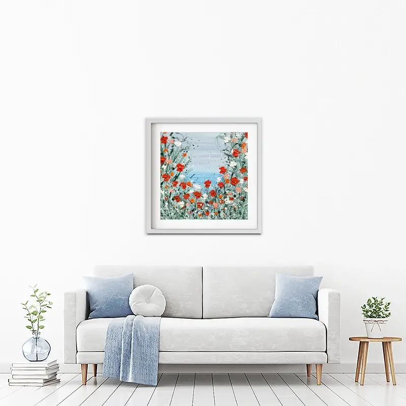 Poppies By The Sea Framed Art Print