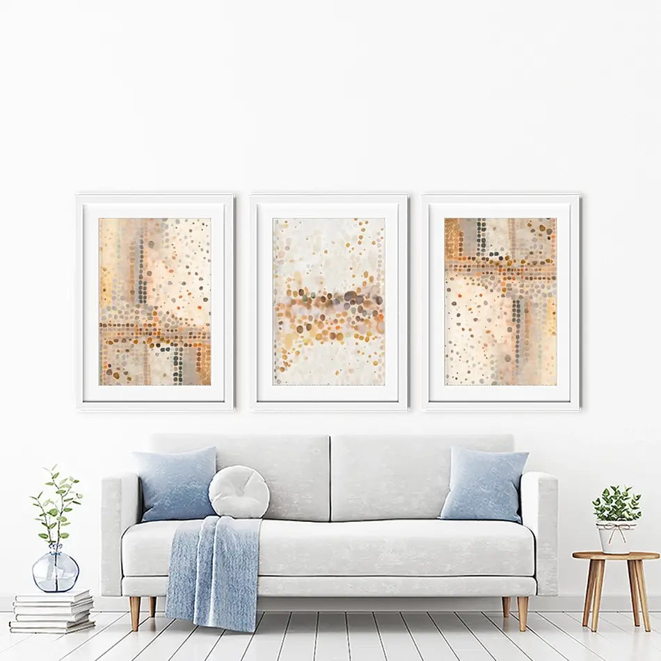 Boho Earth Tone Dots Framed Art Print Trio