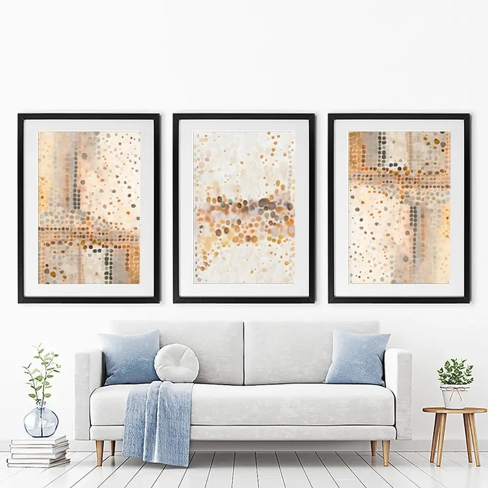 Boho Earth Tone Dots Framed Art Print Trio