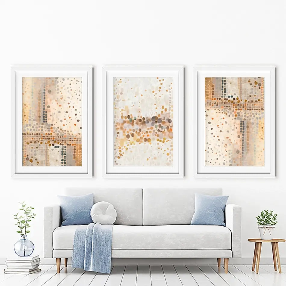 Boho Earth Tone Dots Framed Art Print Trio