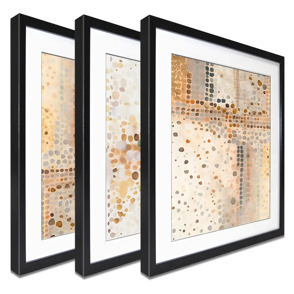 Boho Earth Tone Dots Framed Art Print Trio