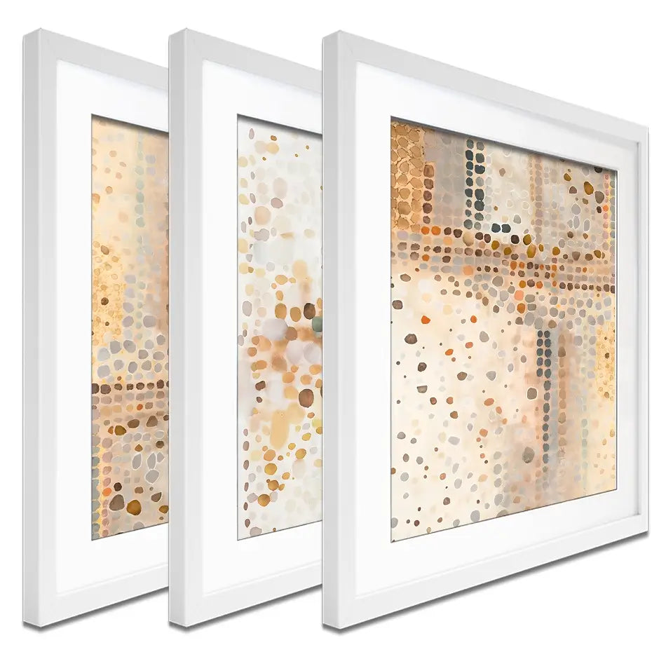 Boho Earth Tone Dots Framed Art Print Trio