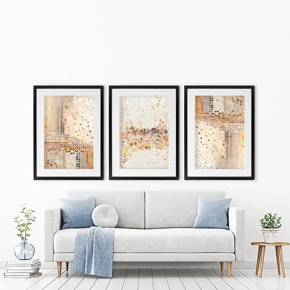 Boho Earth Tone Dots Framed Art Print Trio