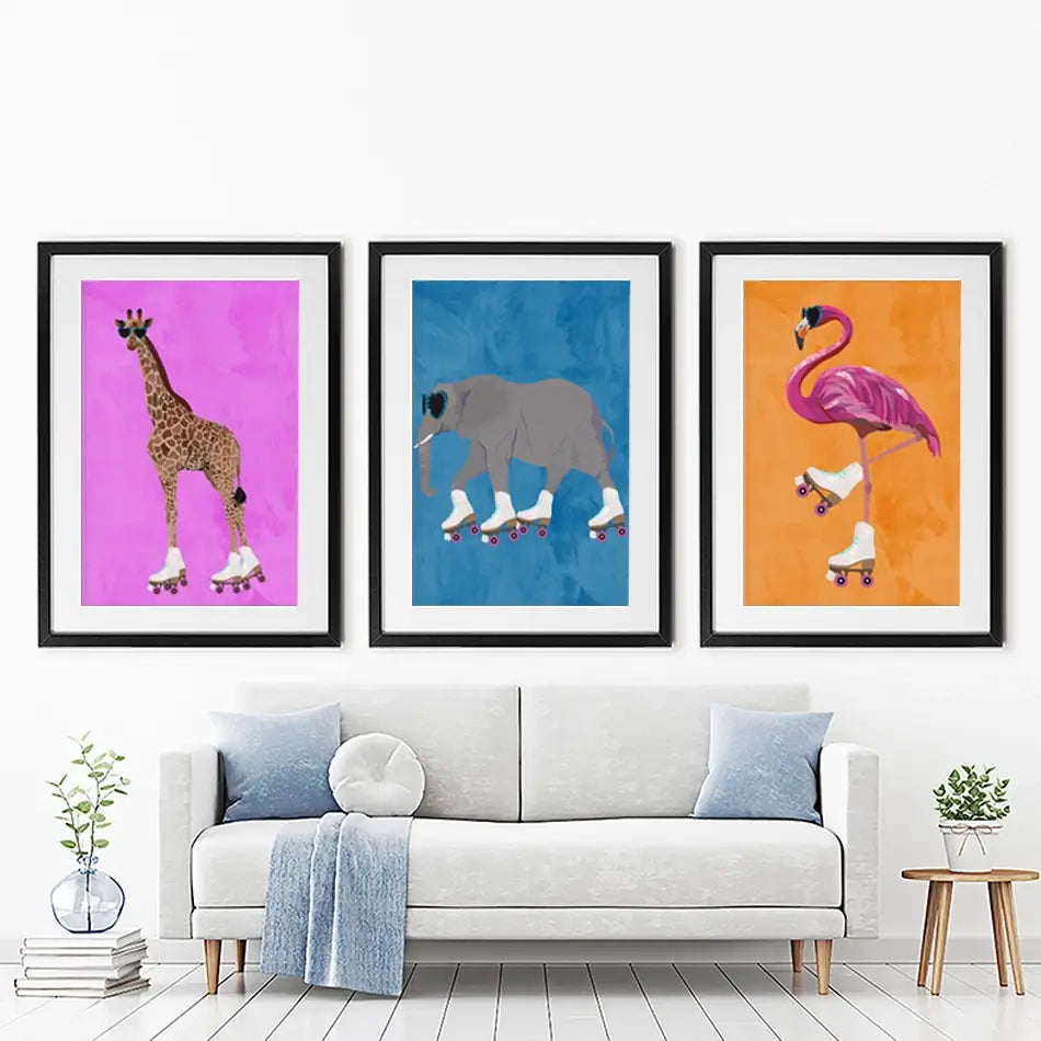 Rollerskating Crew Framed Art Print Trio