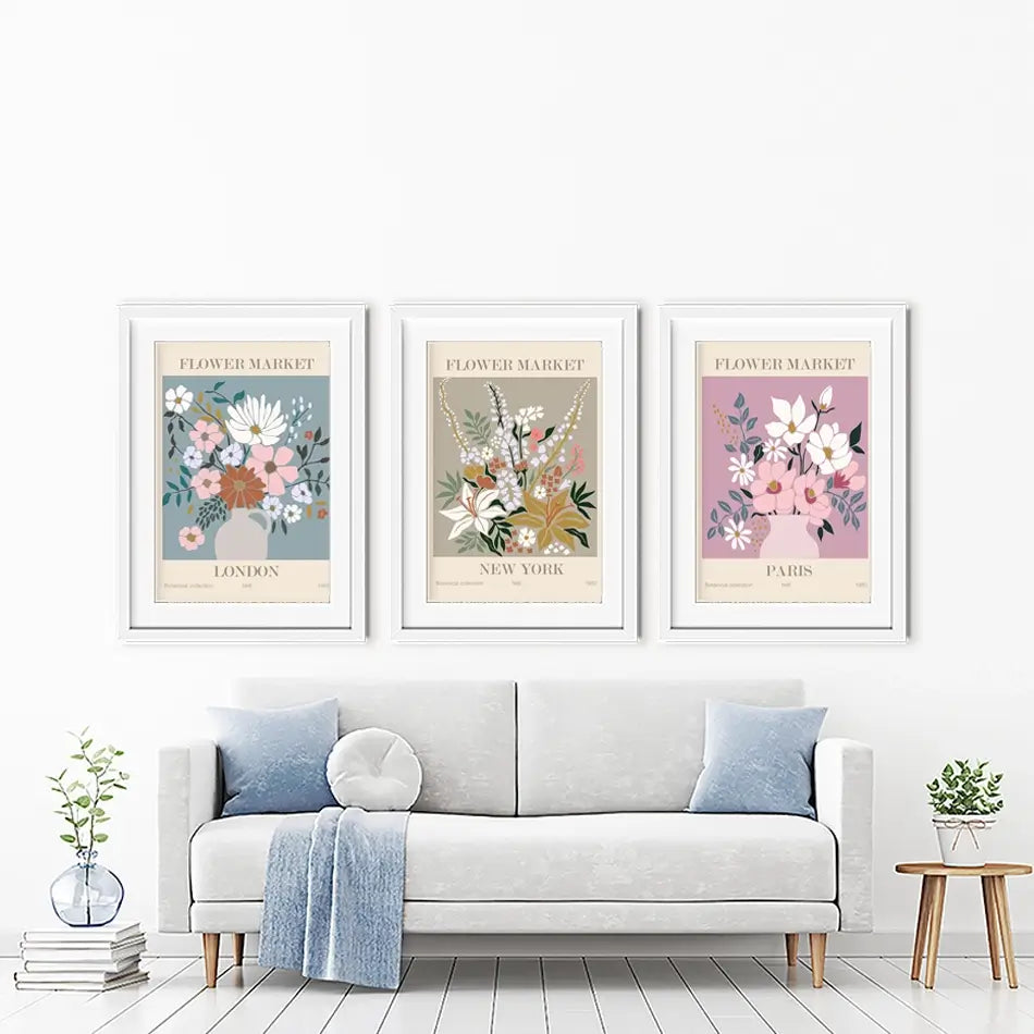 Flower Market Framed Art Print Trio