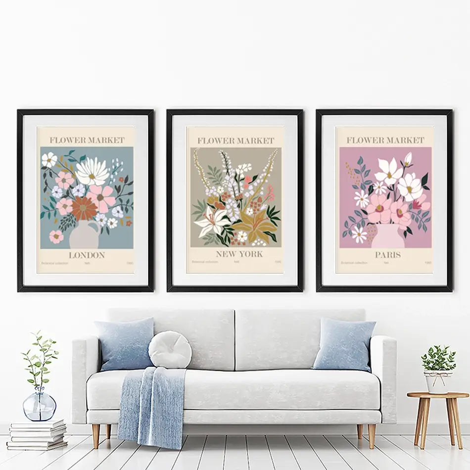 Flower Market Framed Art Print Trio