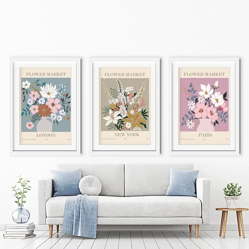 Flower Market Framed Art Print Trio