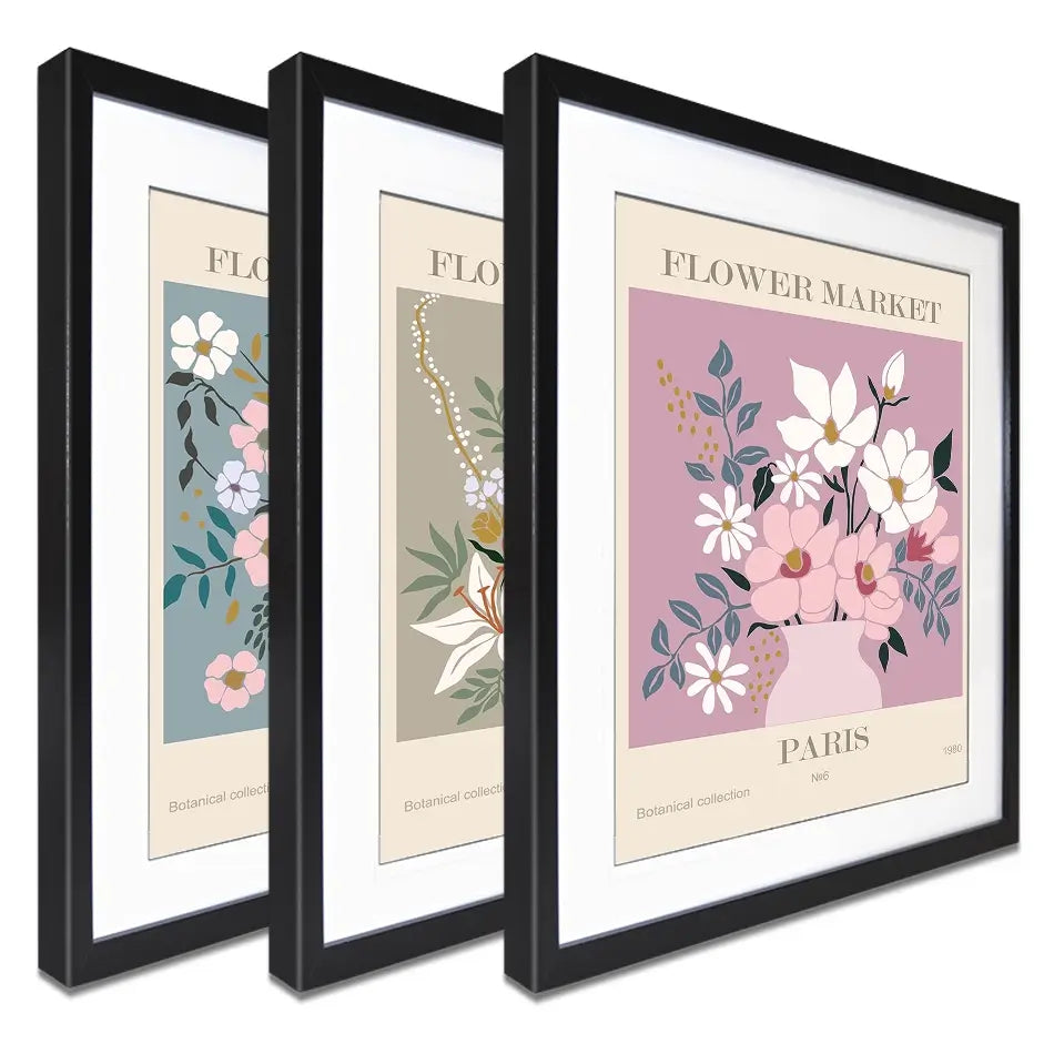 Flower Market Framed Art Print Trio