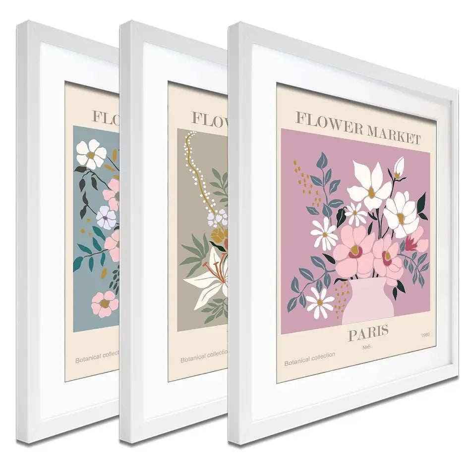 Flower Market Framed Art Print Trio