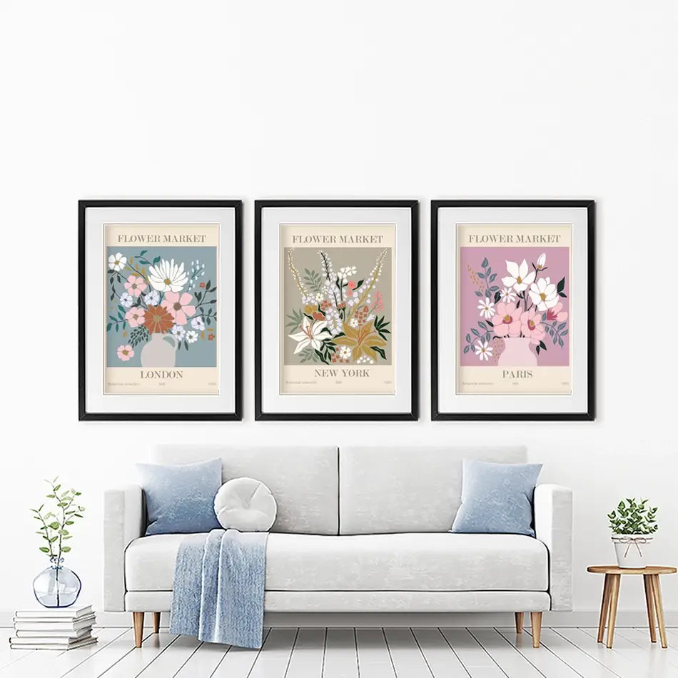 Flower Market Framed Art Print Trio