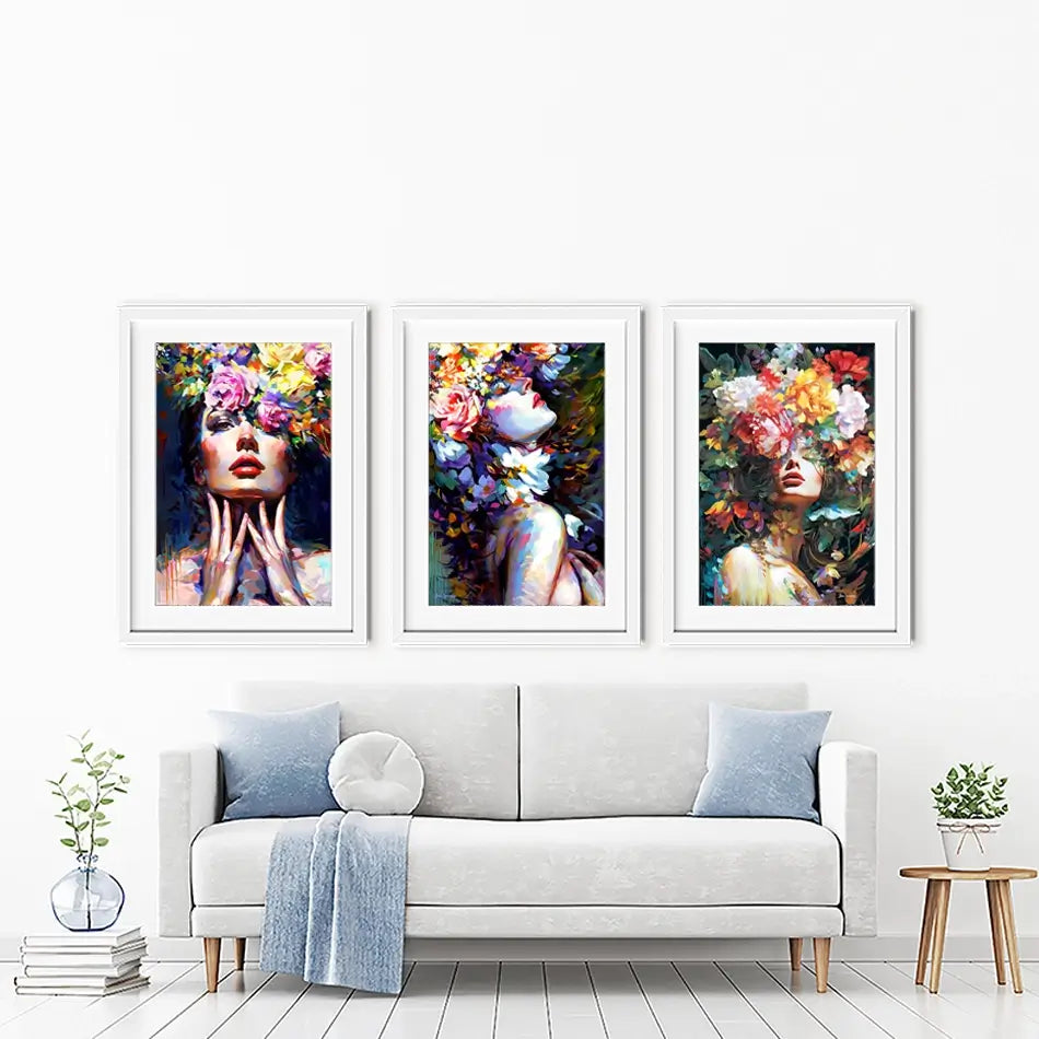 Female Florals Framed Art Print Trio