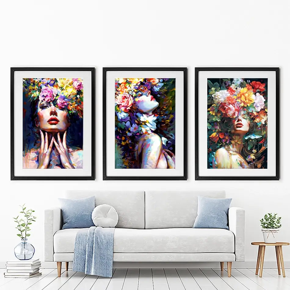 Female Florals Framed Art Print Trio