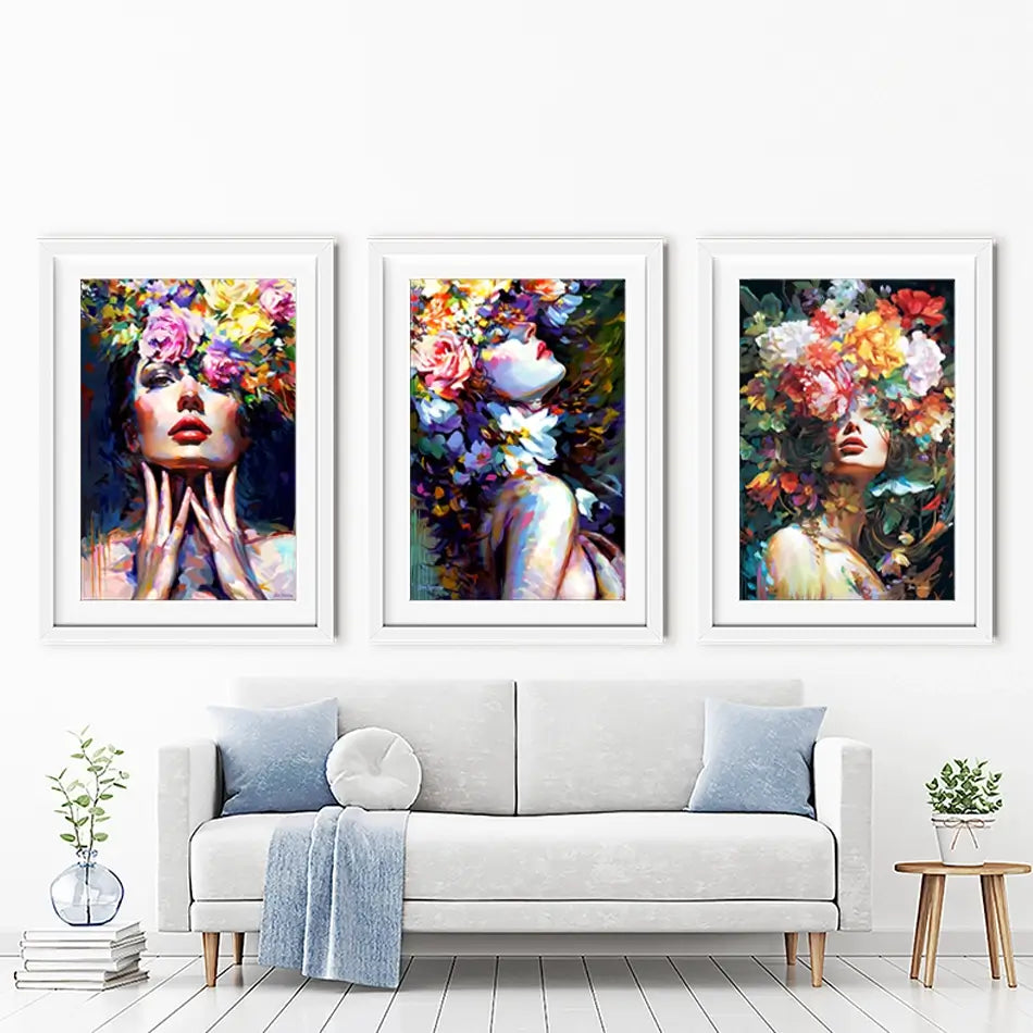 Female Florals Framed Art Print Trio