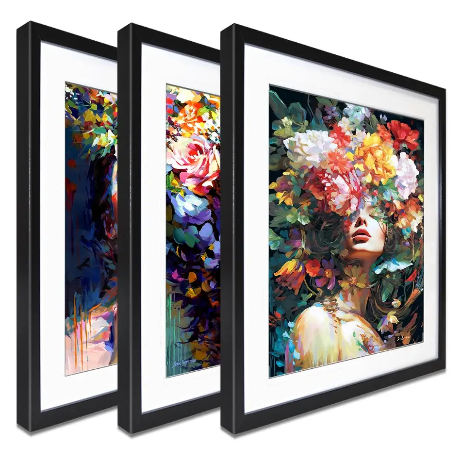 Female Florals Framed Art Print Trio