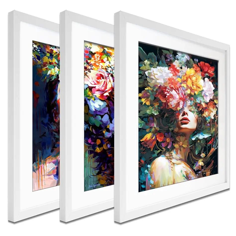 Female Florals Framed Art Print Trio