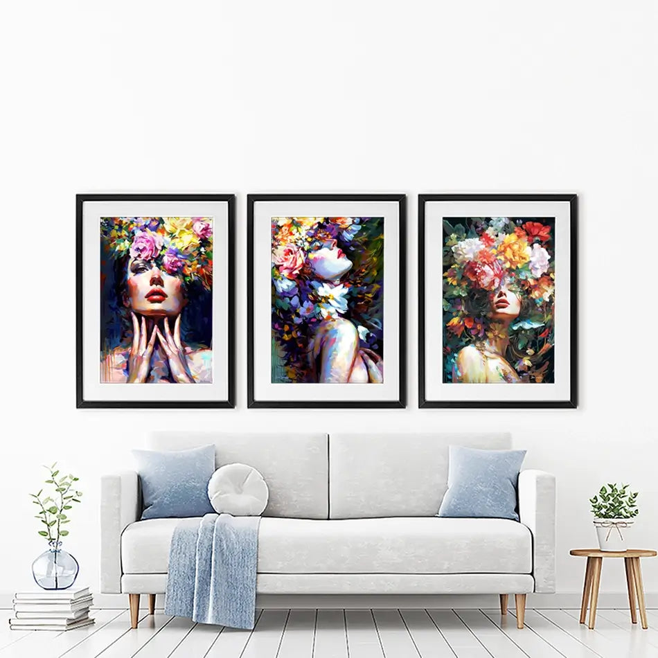 Female Florals Framed Art Print Trio