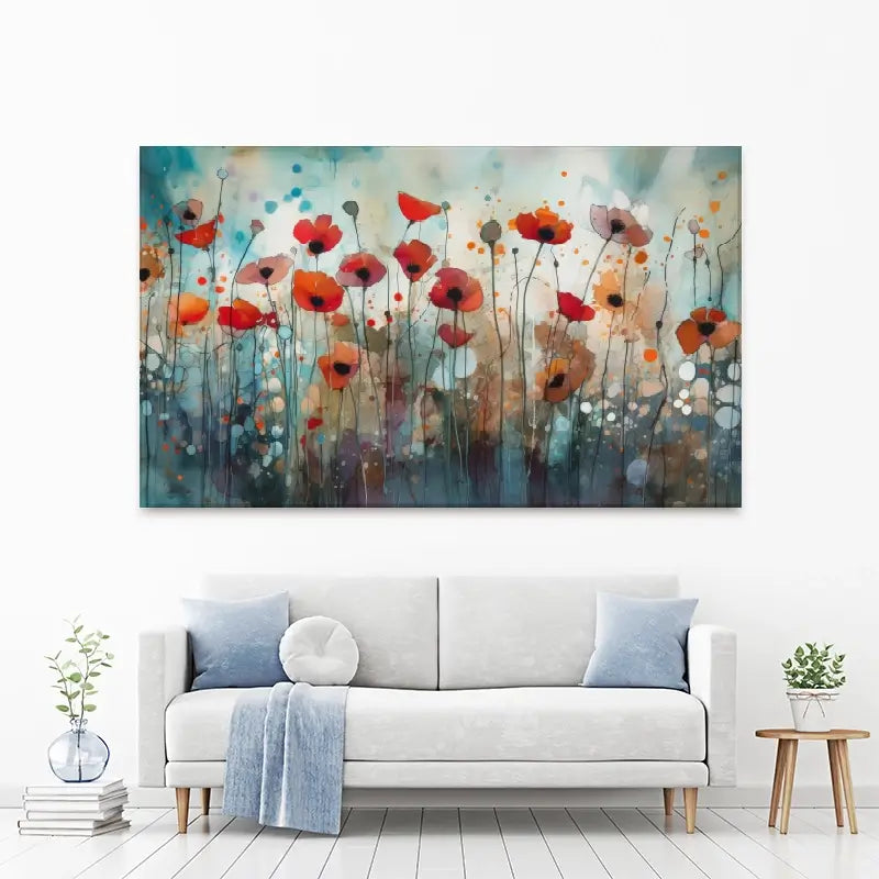 Poppy Field In Watercolour Canvas Print