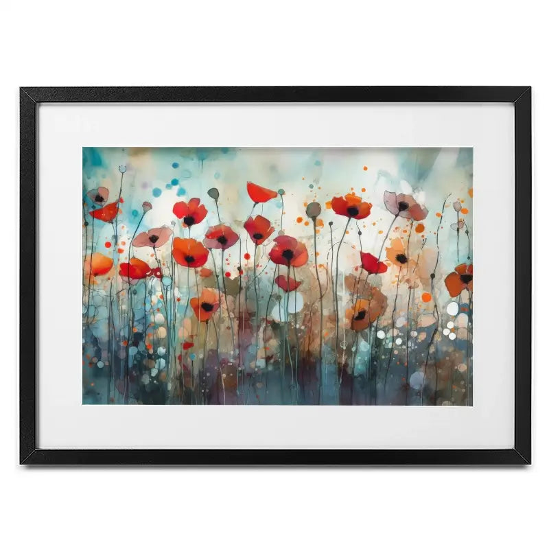 Poppy Field In Watercolour Framed Art Print