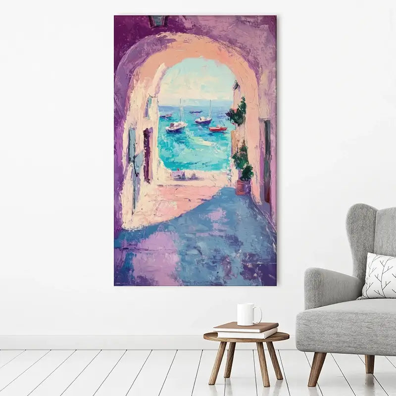 Purple Tunnel To The Sea Canvas Print