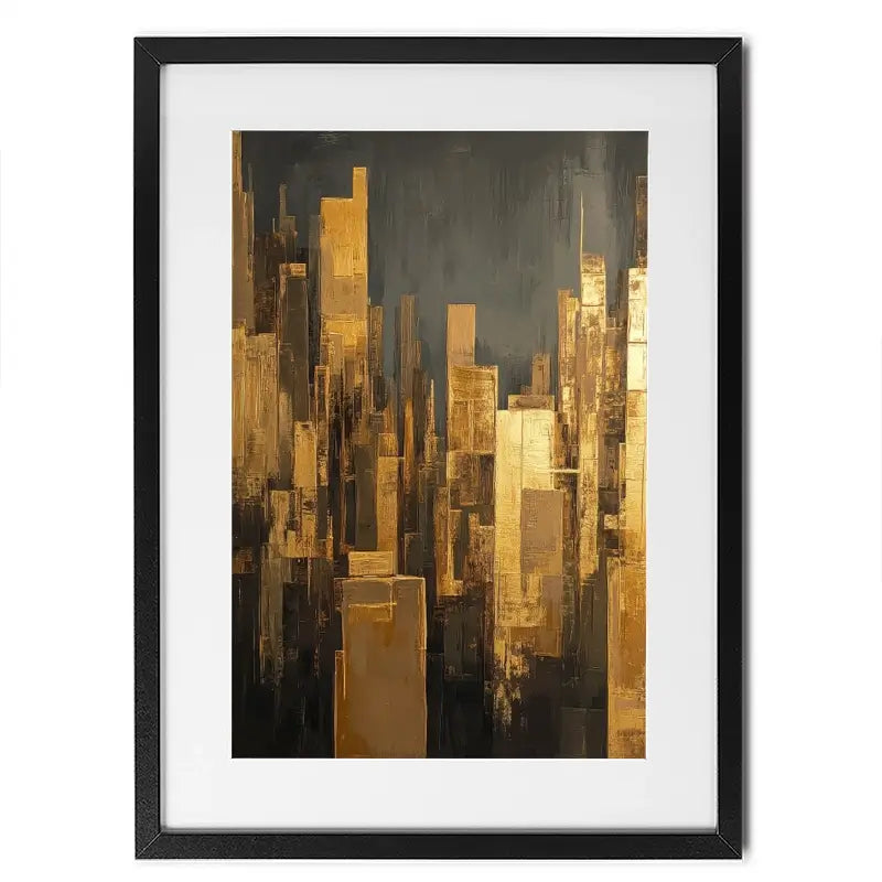 Golden Skyscrapers Framed Art Print