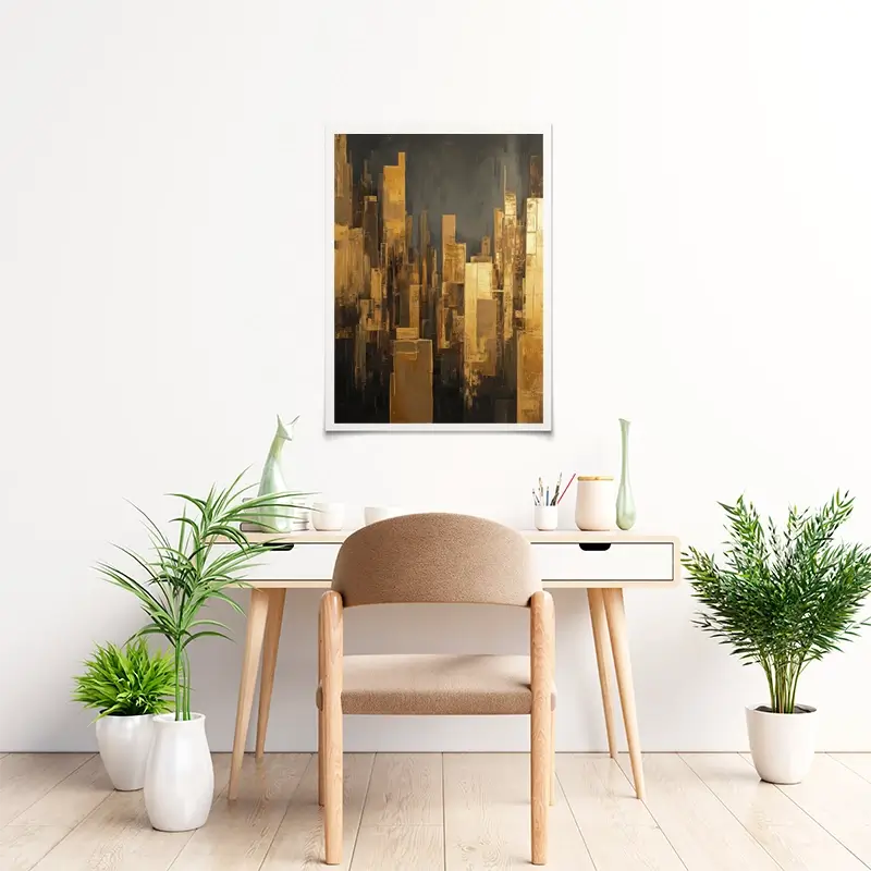 Golden Skyscrapers Art Print