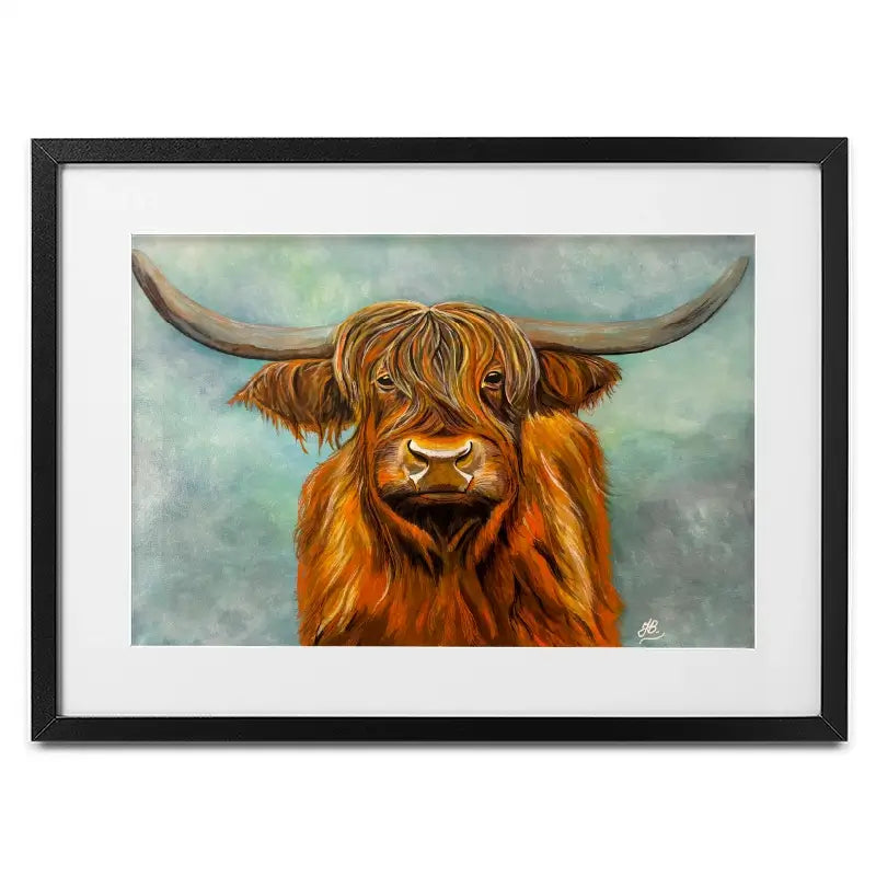 Brown Highland Cow Framed Art Print