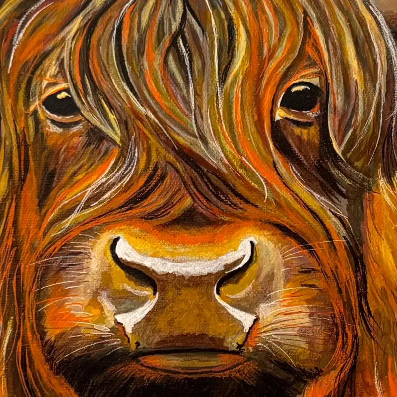 Brown Highland Cow Framed Art Print