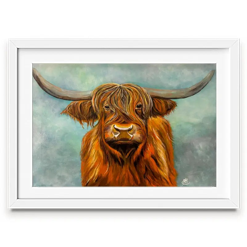 Brown Highland Cow Framed Art Print