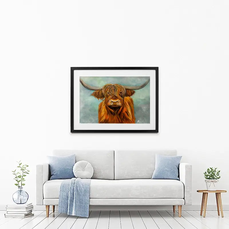 Brown Highland Cow Framed Art Print