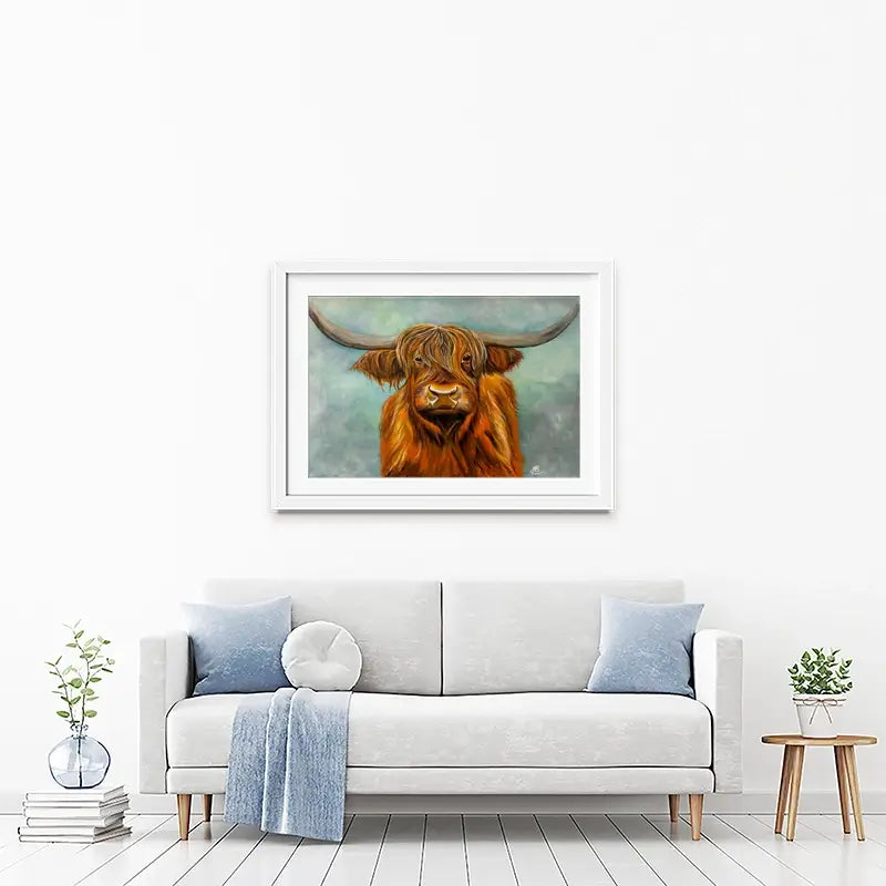 Brown Highland Cow Framed Art Print