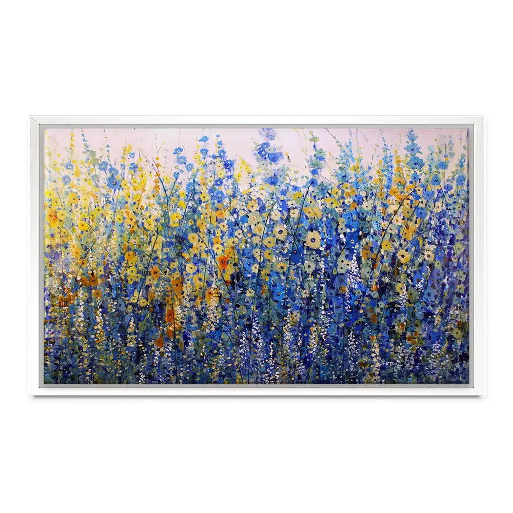 Yellow Blue Bloom Canvas Print