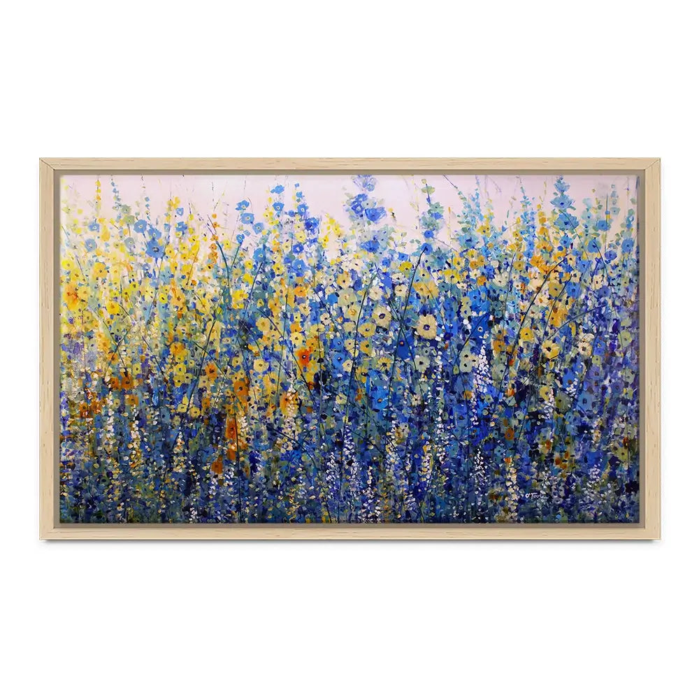 Yellow Blue Bloom Canvas Print