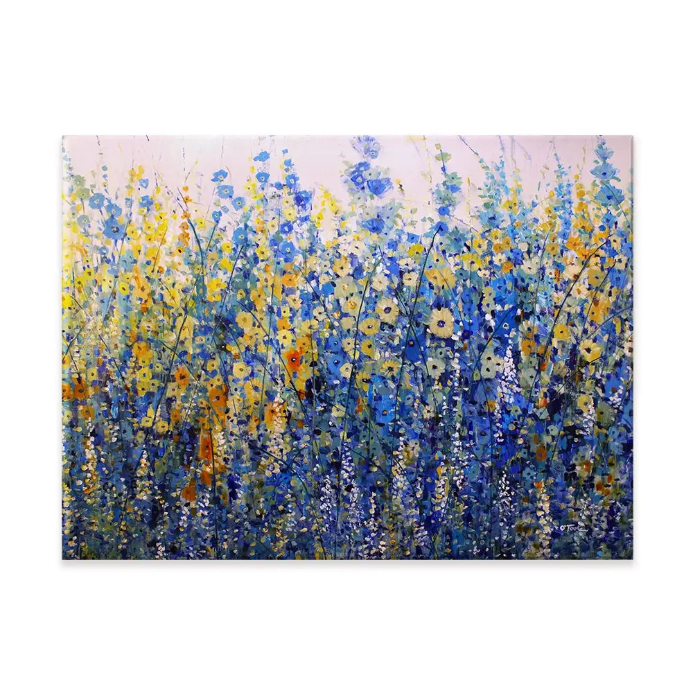 Yellow Blue Bloom Canvas Print