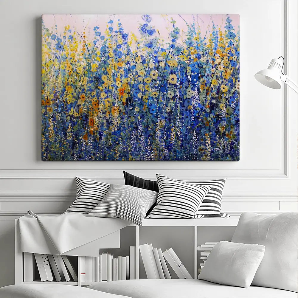 Yellow Blue Bloom Canvas Print