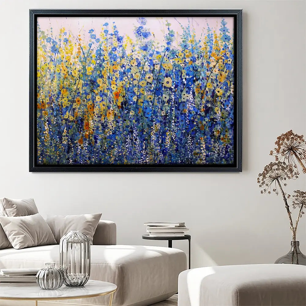 Yellow Blue Bloom Canvas Print