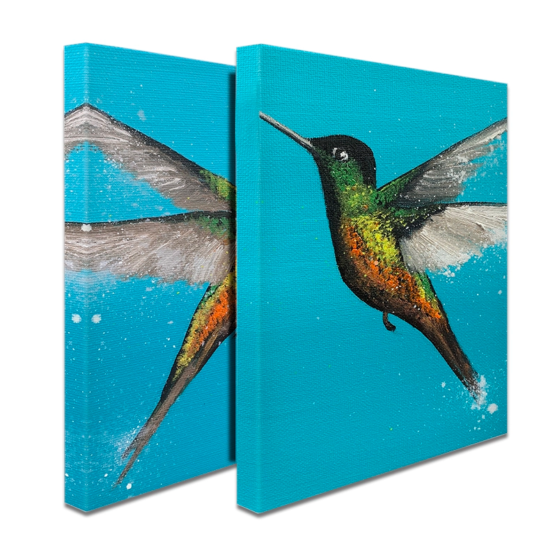 Blue Hummingbirds Duo Canvas Print