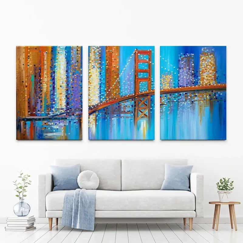 Vibrant Golden Gate Bridge Trio Canvas Print