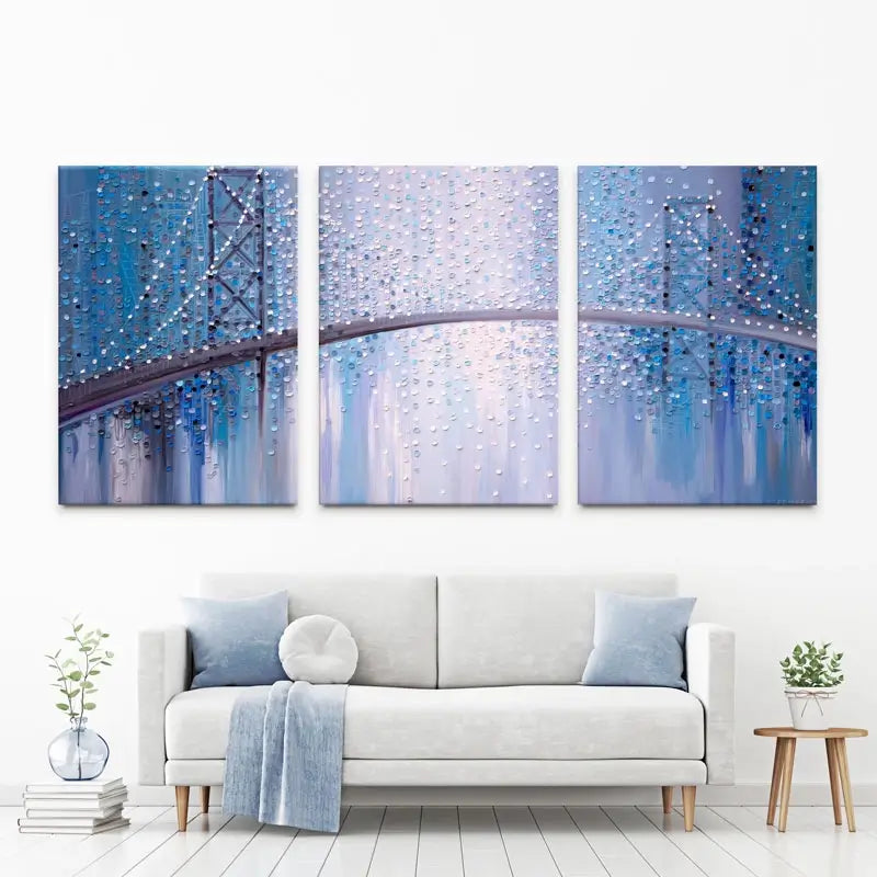 Bridge In The Mist Trio Canvas Print