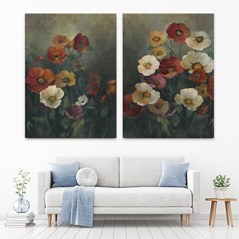 Poppies At Dawn Duo Canvas Print