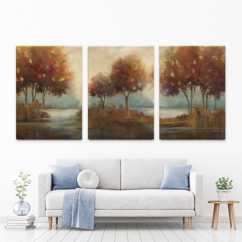 Autumn Lakeside Trio Canvas Print