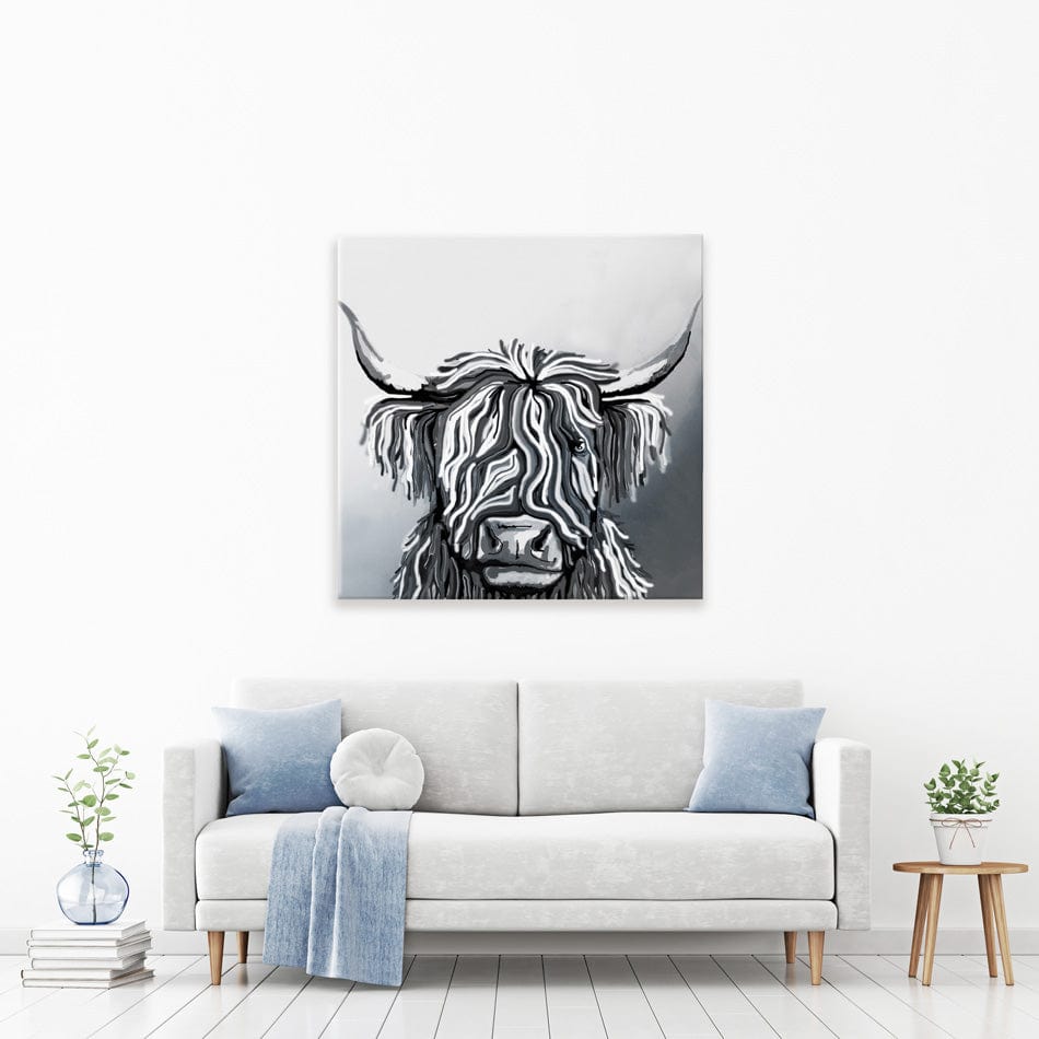 Abstract Highland Cow Square Canvas Print wall art product Independent