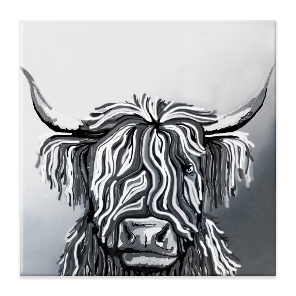 Abstract Highland Cow Square Canvas Print wall art product Independent