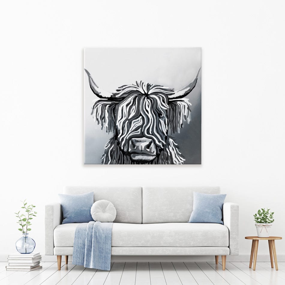 Abstract Highland Cow Square Canvas Print wall art product Independent